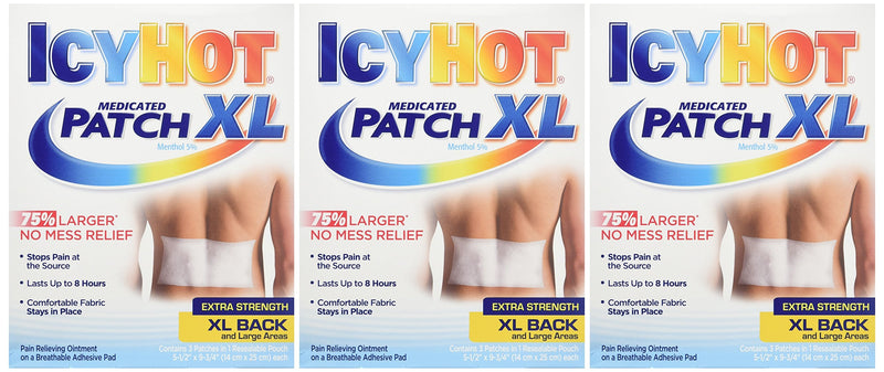 [Australia] - Icy Hot Extra Strength Medicated Patch, XL Back & Large Areas, 3 Count (Pack of 1) 3 Count (Pack of 1) 