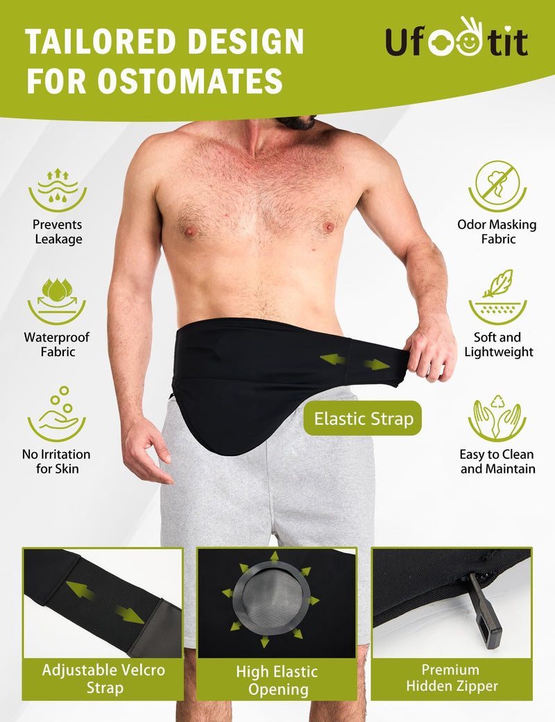 [Australia] - Ostomy Bag Covers, Colostomy Bag Covers for Men and Women to Hold Ostomy Bags,Ostomy Belt for Daily Life and Sporting, Black(Large) Large 