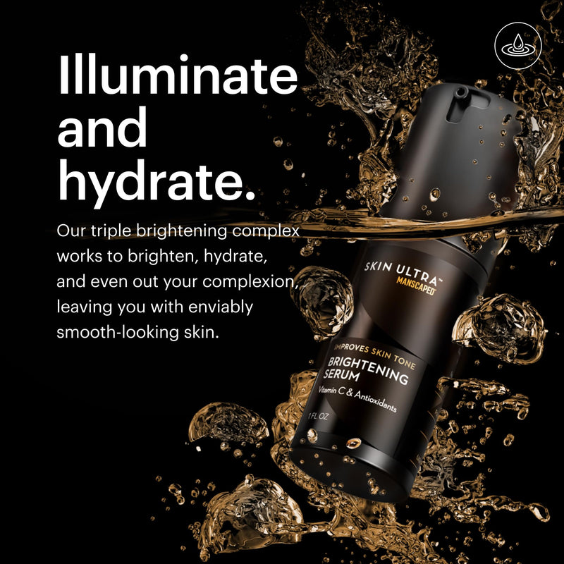 MANSCAPED® Skin Ultra™ Brightening Serum - Men's Vitamin C Face Serum Formulated to Improve Skin Tone & Help Reduce Appearance of Wrinkles, Infused with Licorice Root & Niacinamide, 1 fl oz, (2-Pack) 1 Fl Oz (Pack of 2)
