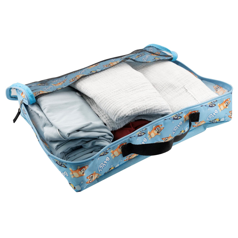 Fast Forward Bluey 3-Piece Packing Cube Set | Bluey & Bingo Travel Accessories | Luggage Organizer for Kids | Space-Saving, Durable, Easy-to-Clean Polyester Packing Cubes