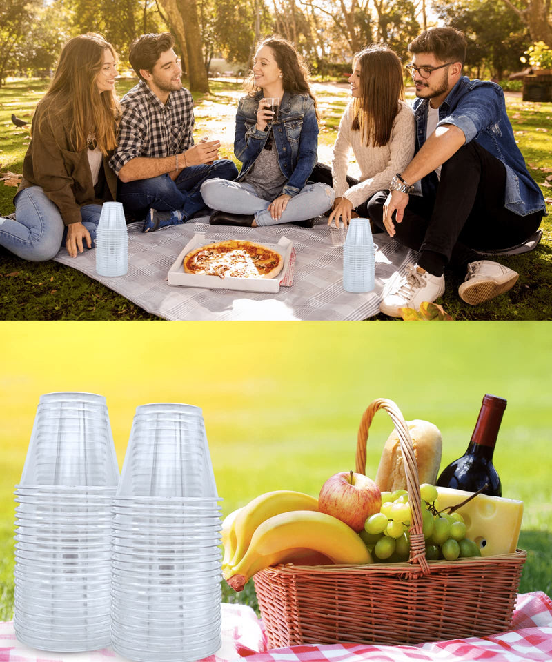 [Australia] - Aatriet 9 oz Clear Plastic Drinking Cups, 50 Pack Classic Clear Disposable Wine Cups for Wedding & Party, Elegant Cocktail Cups, Plastic Tumblers for Iced Coffee, Cold Beverage Plastic Cups-9 oz (No Lids) 