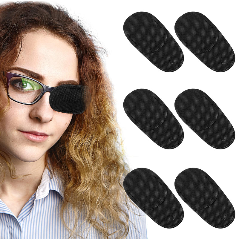 6Pcs Eye Patches Comfortable Left or Right Single Eye Patches Professional Medical One Eye Cover Reusable Black Soft Single Eye Patches for Eyeglass Treat Lazy Amblyopia Strabismus Adults Girls Boys