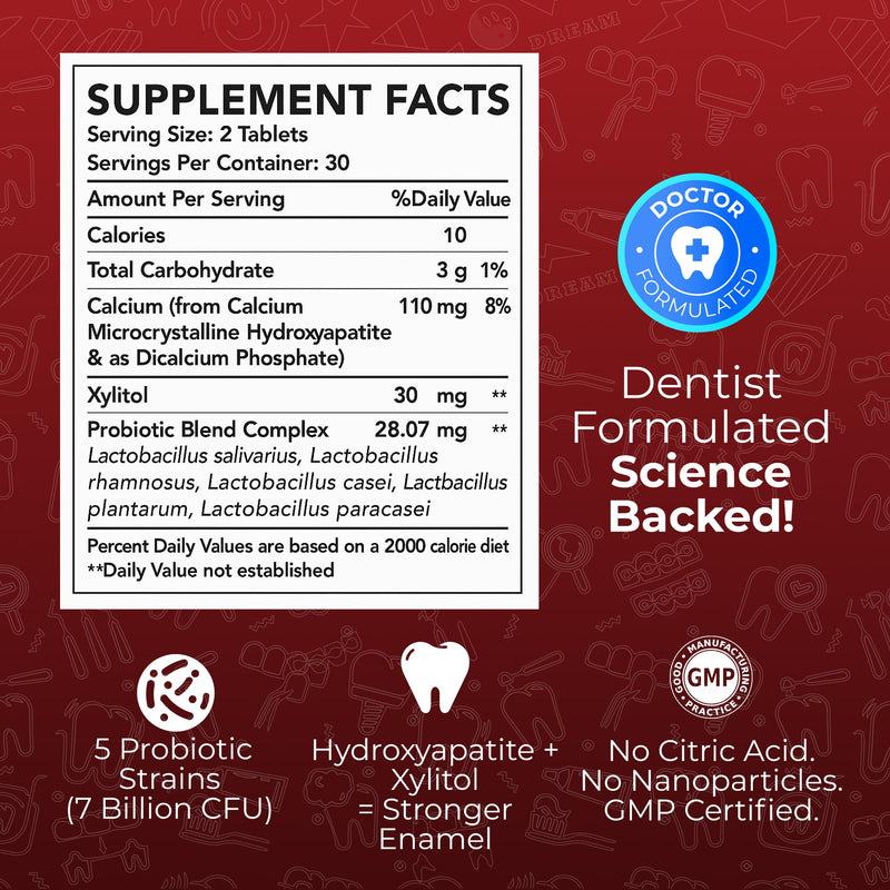 [Australia] - 60 Chewable Tablets, Oral Probiotics for Mouth Bad Breath Treatment for Adults, 5 Strains 7 Billion CFU, Doctor Formulated Oral Probiotics for Teeth & Gums, Fresh Breath, Chronic Halitosis 