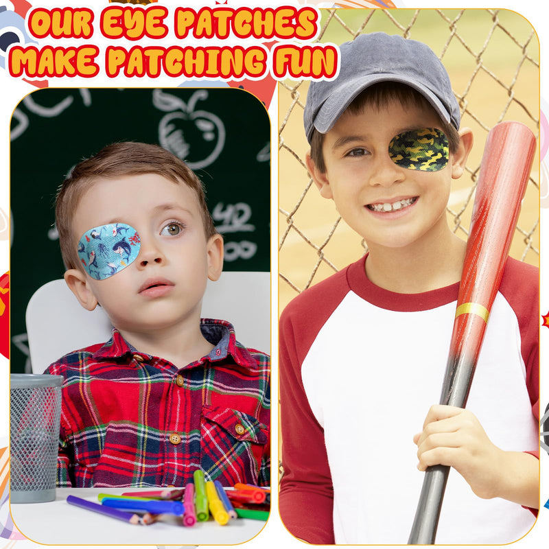 60 Pcs Adhesive Eye Patches for Kids Boys, 12 Styles Eye Patches Cute Boys Toddler Eye Patch Bandages 60