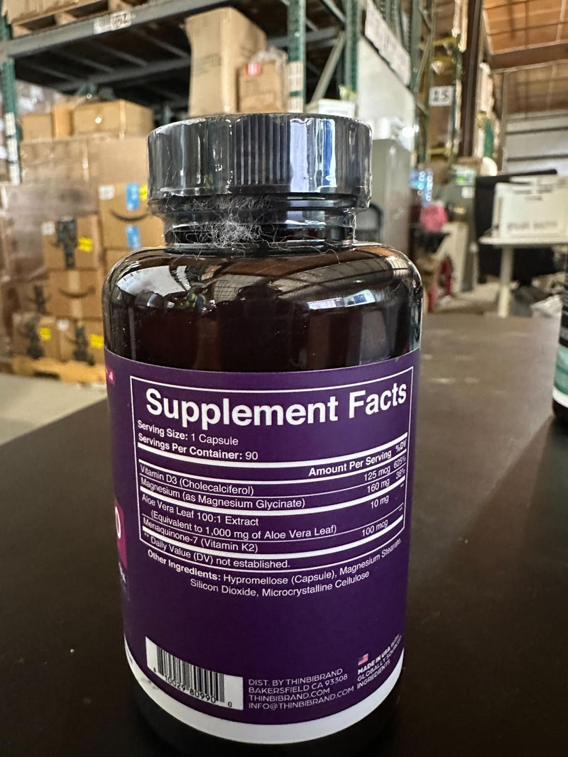 [Australia] - Magnesium Glycinate 1160mg + Aloe Vera, D3 & K2 Complex 90 Capsules - High Absorption, Non-Laxative - Supports Healthy Stress Response, Muscle Function & Healthy Metabolism Chelated Formula 