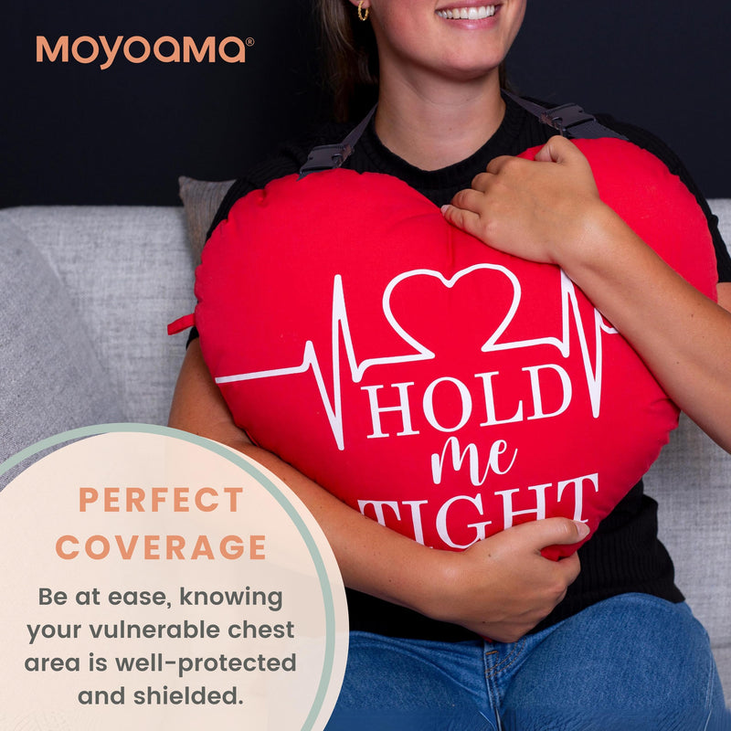 [Australia] - MOYOAMA Open Heart Surgery Pillow for Heart Surgery Recovery Gifts - After Bypass Surgery Must Haves, Gifts for Chest Surgery Recovery, Seatbelt Pillows for Post-Surgery, Shock Absorbing Chest Pillow Red Heart Pillow with Strap 