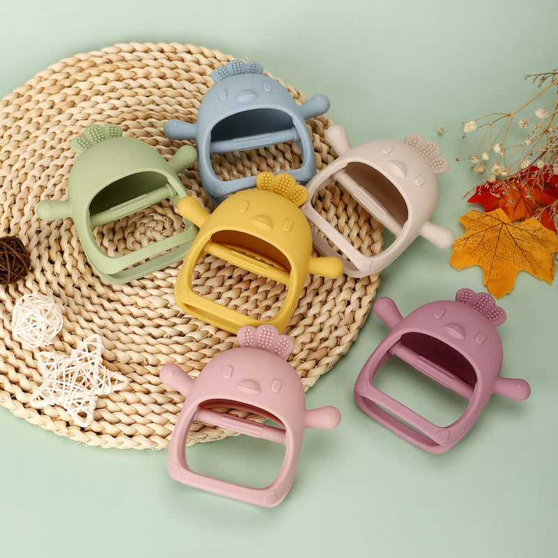 [Australia] - Socub Silicone Baby Teether Toy for Infants 3+ Months, BPA Free Anti-Drop Silicone Mitten Teething Toy for Soothing Sore Gums, Baby Chew Toys for Sucking Needs, Dusty Blue 