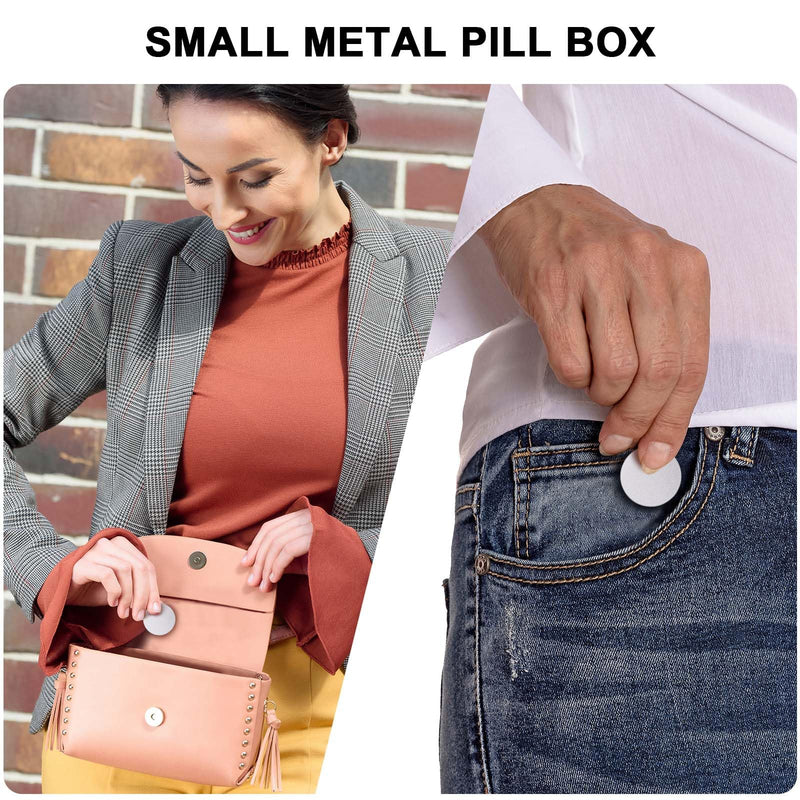 Small Pill Box for Purse Pocket - Metal Pill Case Daily Portable Waterproof Pill Container Medicine Organizer for Pills/Vitamin/Fish Oil/Supplements, Pill Box Small Size