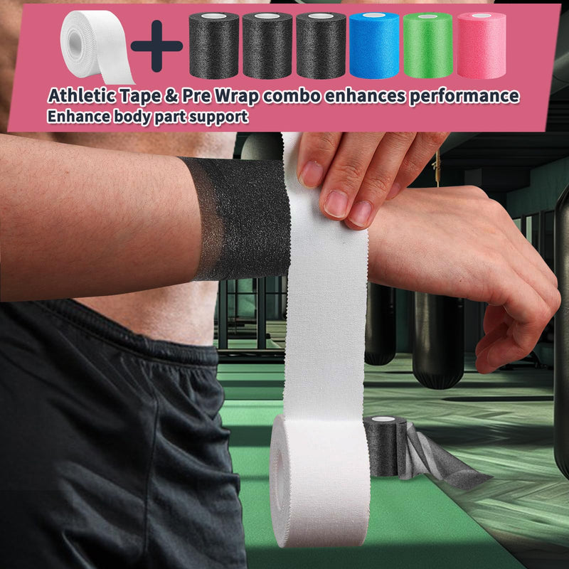 Multi Color Athletic Prewrap Tape + Ice Tape, Self Sticking Bandage Wrap （No Refrigeration Needed）, Instant Cold Compress Compression