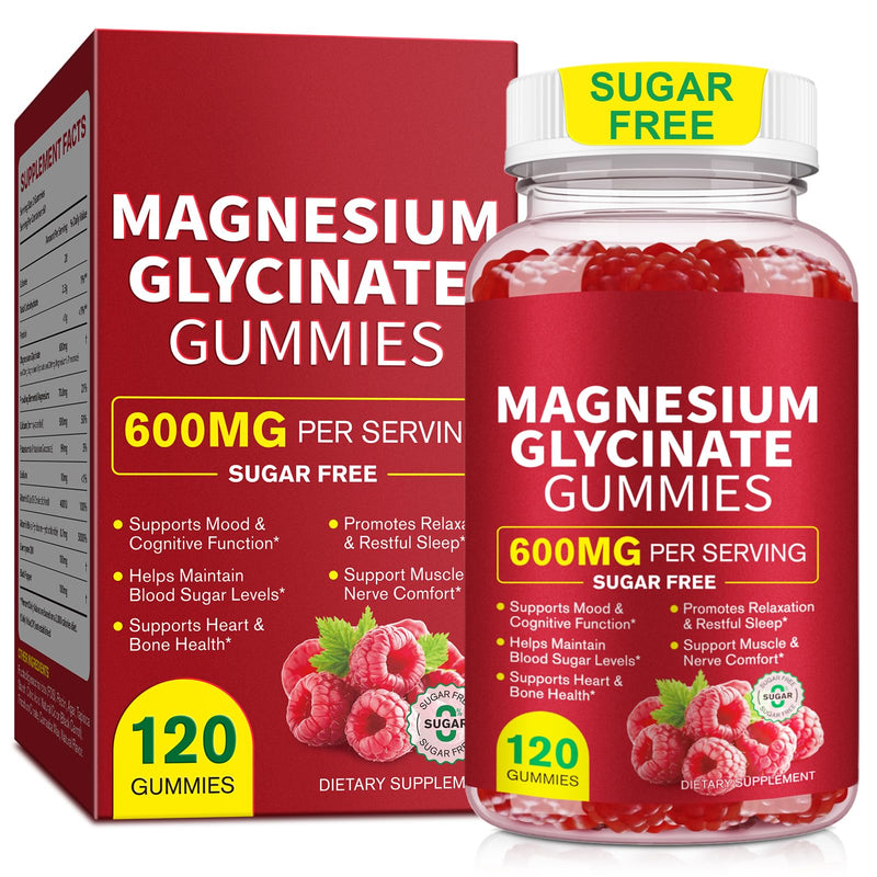 Magnesium Glycinate Gummies 120p - Health Supplement with VIT D3, B6 & CoQ10 for Sleep Support, Relaxation & Muscle Function - High Absorption Magnesium Citrate Alternative, Sugar Free - 120 Gummies