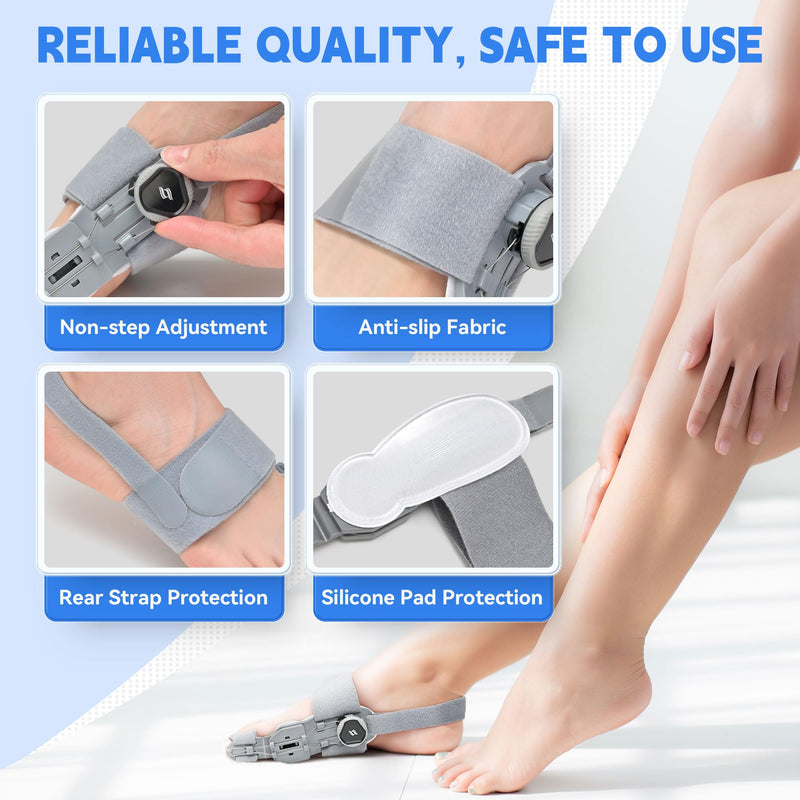 [Australia] - Bunion Corrector for Women & Men,Adjustable Universal Size Bunion Splint, Big Toe Straightener, Bunion Fix Device with 2 Silicone Pads, Better Fit to the Toes Without Damaging the Skin(1PCS,Gray) Grey 