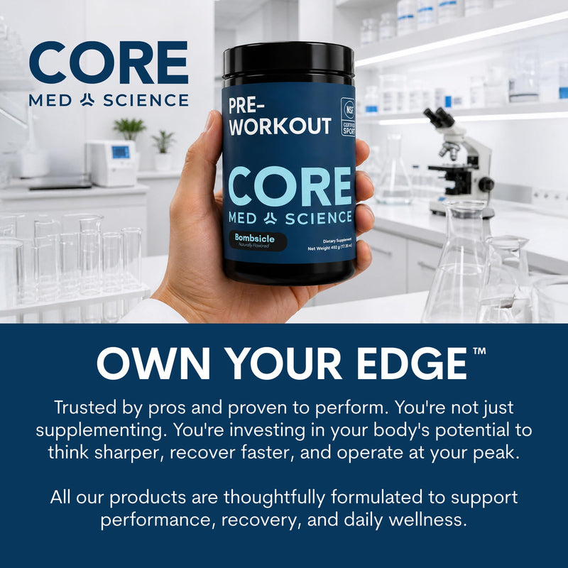 Core Med Science Omega-3 Fish Oil Supplement - NSF Certified for Sport | Omega-3 (2400mg), EPA (1200mg), & DHA (900mg) Helps Reduce Inflammation and Support for Heart & Brain Health - 60 Softgels
