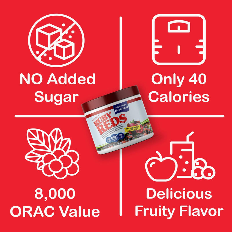 Ruby Reds Delicious Reds Powder Fruit & Vegetable Supplement – 30 servings | Support Healthy Metabolism, Probiotic Support, Fight Free Radicals, Healthy Energy Levels 10.9 Ounce (Pack of 1)
