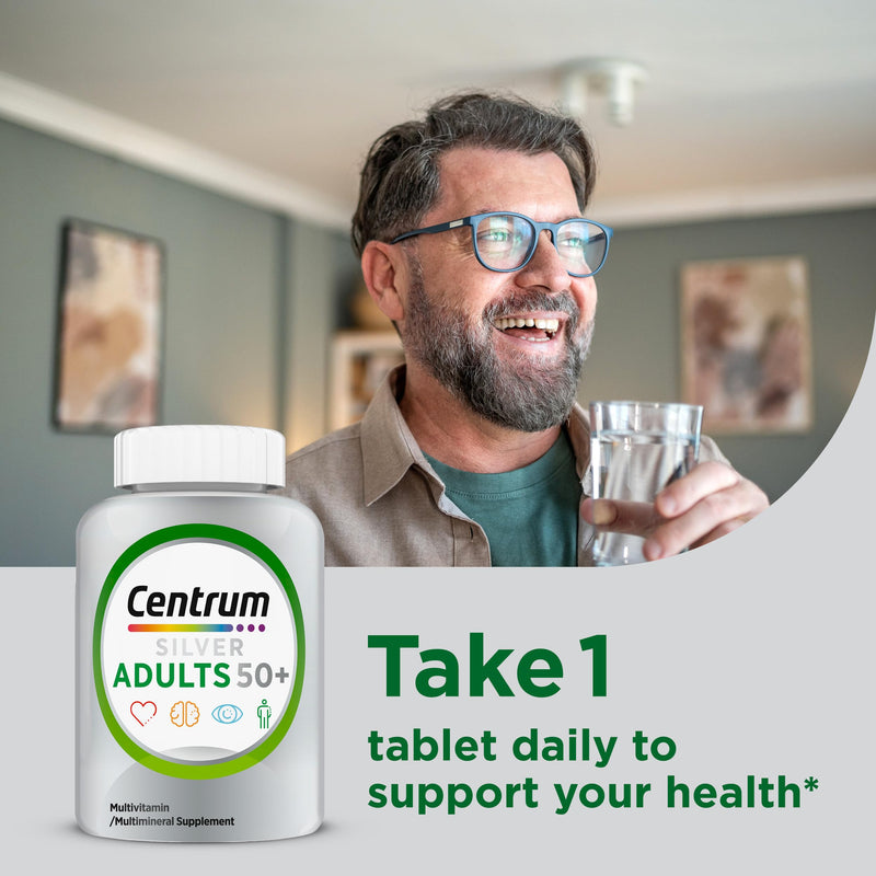 Centrum Silver Multivitamin for Adults 50 and Over, 220 Tablets | Contains Vitamin D3, B Vitamins, Clinically Proven to Support Memory as You Age, GLP-1 Support 220 Count (Pack of 1)