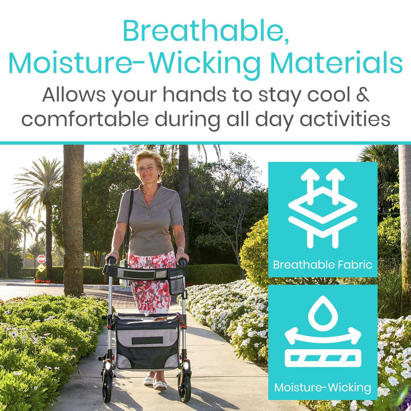 [Australia] - Vive Walker Handle Cushions - Padded Hand Covers - Soft Cushion Padding Medical for Folding Rolling Wheelchair, Rollator Handle, Senior, Elderly Grippers - Crutch Handle Pad Grips - Mobility Aid Black 