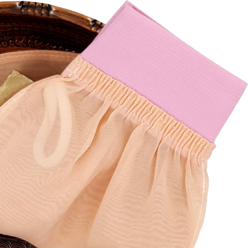 [Australia] - Feel Fine Turkish Exfoliating Glove Set - 100% Natural Plant Silk Hammam Kese for Body Exfoliation for Women & Men, Perfect for Shower, Bath & Spa (Pink & Light Pink) 