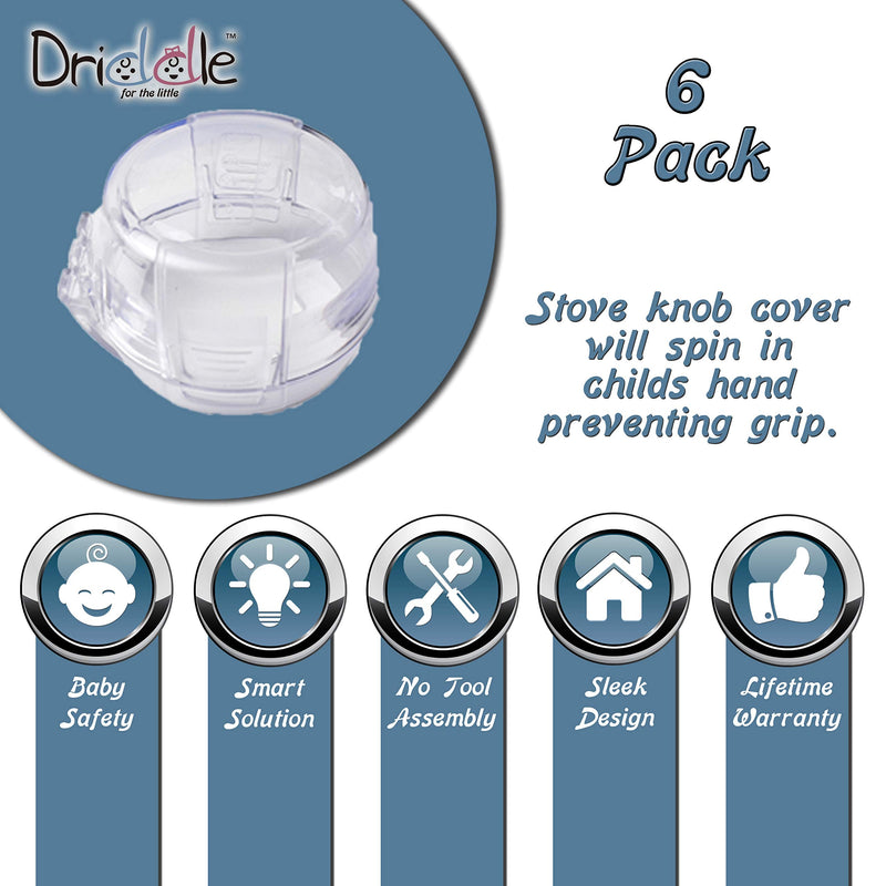 [Australia] - 6 Pack Clear Stove Knob Safety Covers - Protect Little Kids with A Child Proof Lock for Oven/Stove Top/Gas Range - Baby/Toddler Kitchen Safety Guard - Check Dimensions 