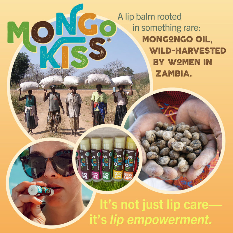 Eco Lips Mongo Kiss USDA Organic Lip Balm, Variety 7 pack | Blood Orange, Black Cherry, Pomegranate, Vanilla Honey, Peppermint, Strawberry Lavender, Yumberry | Mongongo Oil & Vitamin E 1 Count (Pack of 7)