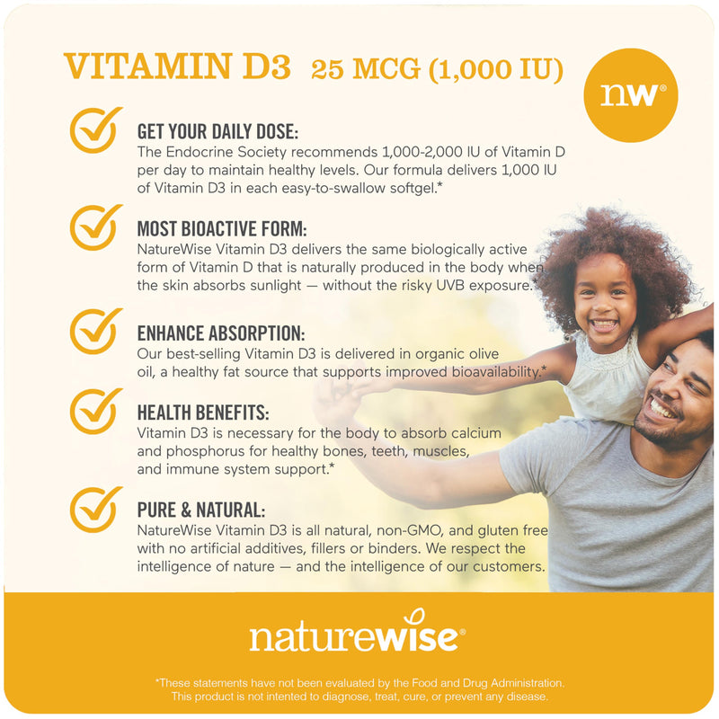 NatureWise Vitamin D3 1000iu and Vitamin B Complex for Cellular Energy, Mental Clarity, Immune & Muscle Support - 360 Count