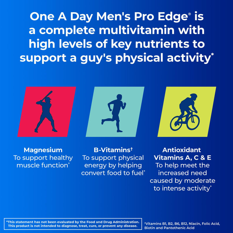 One A Day Men’s Pro Edge Multivitamin, Supplement with Vitamin A,C,D, E and Zinc for Immune Health Support and Magnesium for Healthy Muscle Function, 50 Count 50 Count (Pack of 1) Supplement Tablet