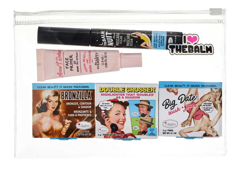 [Australia] - Clean and Green by the Balm for Women - 5Pc 0.1ozBig Date Blush, 0.1oz Bronzilla Bronzer, 0.1oz Double Crosser Wow Highlighter, 0.27oz Nuit Mascara in Extra Black, 0.39Anne T. Dotes Primer 