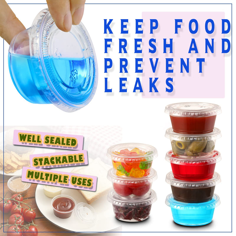 [Australia] - [130 Sets - 2 Oz ] Jello Shot Cups, Small Plastic Containers with Lids, Airtight and Stackable Portion Cups, Salad Dressing / Dipping Sauce Cups, Condiment Cups for Lunch, Party to Go, Trips 2oz - 130 