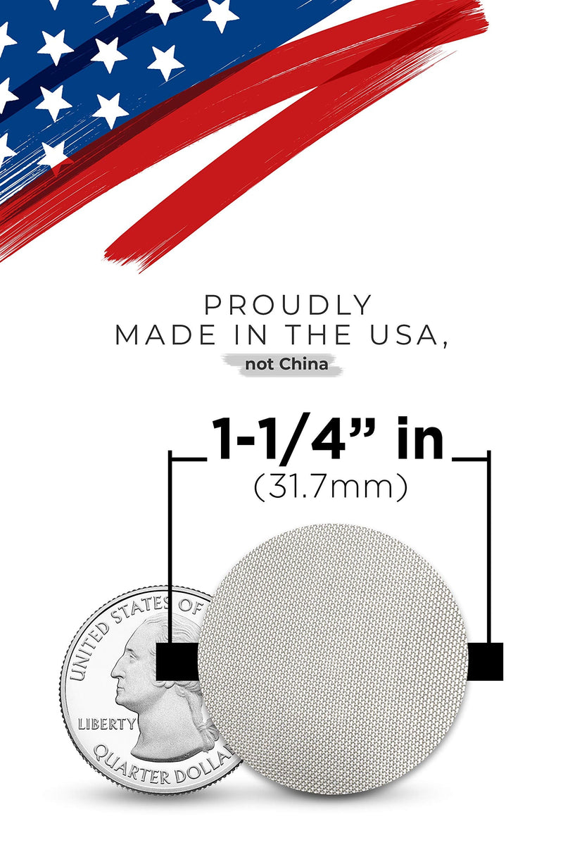 [Australia] - Made in The USA - 5 1.25" (1 1/4") Pipe Screen Filters (Extra Fine Mesh) - Up in Smoke Brand 