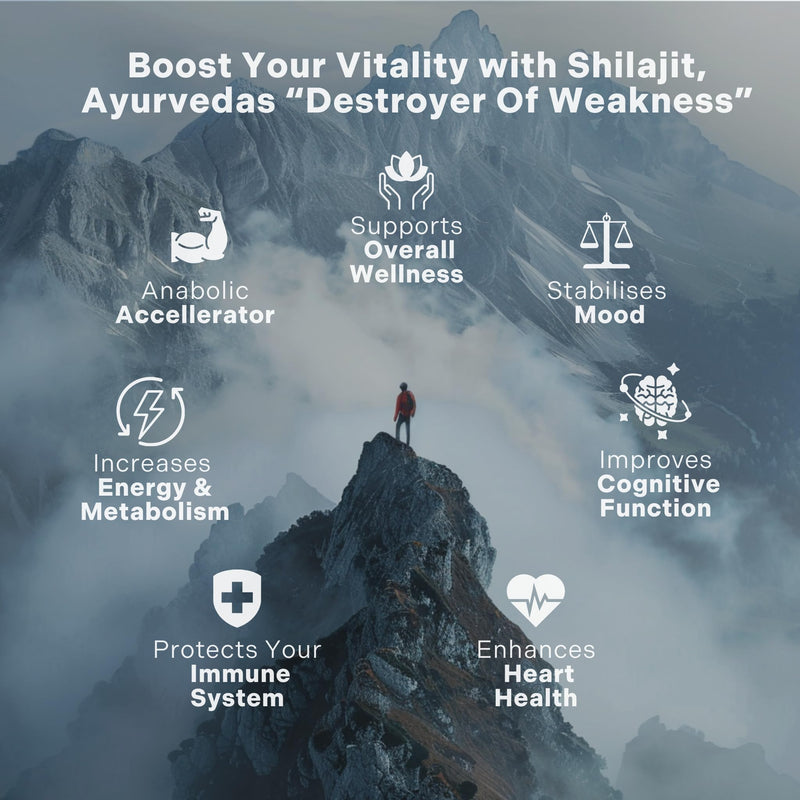 [Australia] - Organic Himalayan Shilajit Resin Extract - 1000mg Max Potency, Lab Tested Pure Shilajit for Men & Women, 85+ Trace Minerals Fulvic Acid, Immune Support, Energy, Cognition, 2 Month Supply, 120 Capsules 