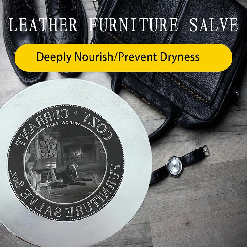 Furniture Salve for Leather, Leather Salve for Furniture, Leather Furniture Salve and Brush,Wood Furniture Leather Salve, Suitable for Furniture,Car Seats,Floor Maintenance,Leather Sofa