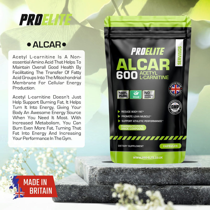 Acetyl L Carnitine Capsules - 1800mg Per Serving | 180 Capsules Vegan Pure Acetyl L-Carnitine Capsule Energy, Weight Loss Support, Fat Burner ALCAR NO Fillers & Binders - Made in UK by PROELITE 180 count (Pack of 1)