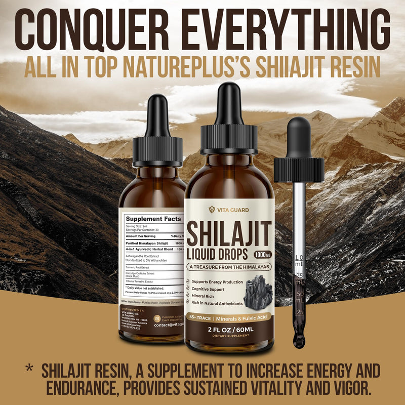 [Australia] - Himalayan Shilajit Liquid Drops ‚Äì 1000mg Energy & Immunity Support with 85+ Trace Minerals & Fulvic Acid ‚Äì Strength, Vitality Supplement for Men & Women ‚Äì 30-Day Supply 