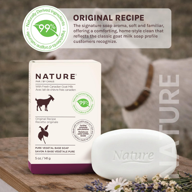 Nature Goat Milk Bar Soap, ORIGINAL, 5 oz (141 g), With Fresh Goat Milk, Vitamin A, B3, Potassium, Zinc & Selenium, Moisturizing & Gentle Cleansing 5 Ounce (Pack of 1)
