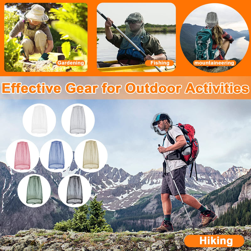 [Australia] - Benvo Mosquito Head Net Mesh, Face Neck Fly Netting Hood from Bugs Gnats Noseeums Screen Net for Any Outdoor Lover- with Carry Bags Fits Most Sizes of Hats Caps (2pcs, Grey, Updated Big Net) Gray 
