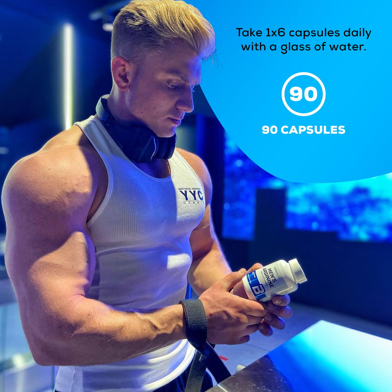 BioTechUSA Men's Arginine | Boost Vitality | with Herbal Ingredients | Vitamins | Zinc | Ideal for Men's Wellness | 90 Capsules_