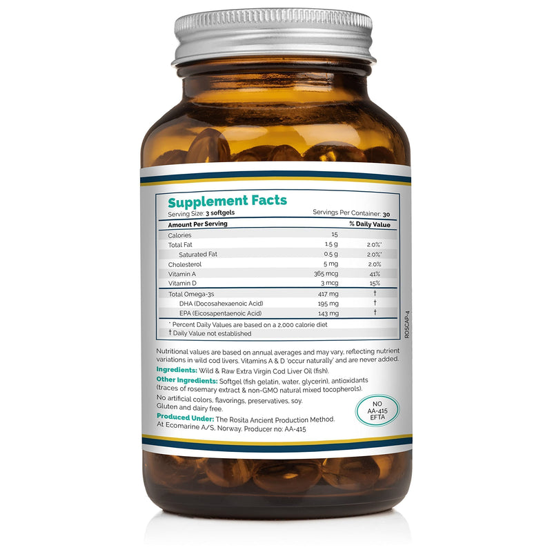[Australia] - Rosita Extra Virgin Cod Liver Oil Softgels, 90 count 1 