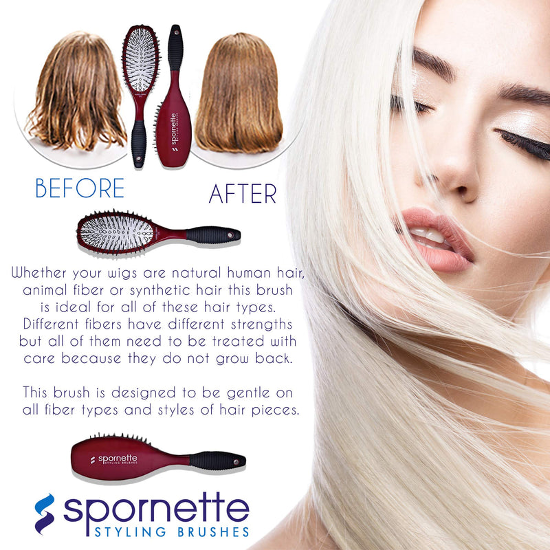 Spornette Super Looper Wig Brush, Cushioned & Looped Nylon Bristles for Extensions, Wigs, Hair Pieces, Toupees & Weaves - For Brushing, Styling, & Detangling Natural & Synthetic Hair Large (Pack of 1)