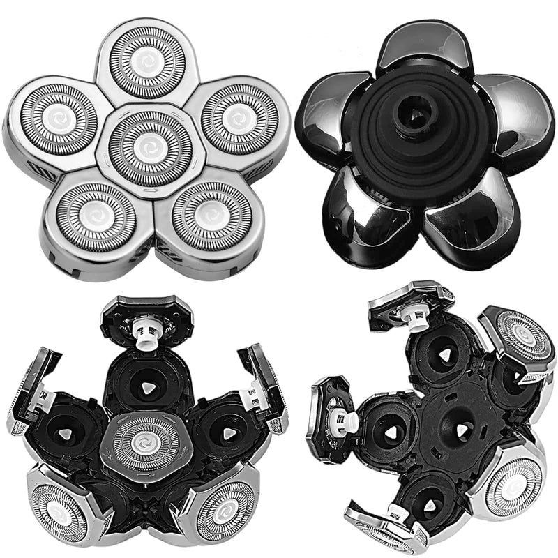 Head Shaver Replacement Heads,Head Shaver Replacement Blades, Head Shavers for Bald Men,Head shavers for Men, Stainless Steel Rotary Blades for Electric Head Razor (silver6) Silver6