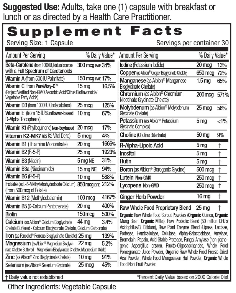 [Australia] - EMERALD LABS Prenatal 1-Daily Multi - Prenatal Multivitamin with Methylated Folate, Iron, Whole-Food Blend & More - Soy-Free, Gluten-Free - 30 Vegetable Capsules 30 Count (Pack of 1) 