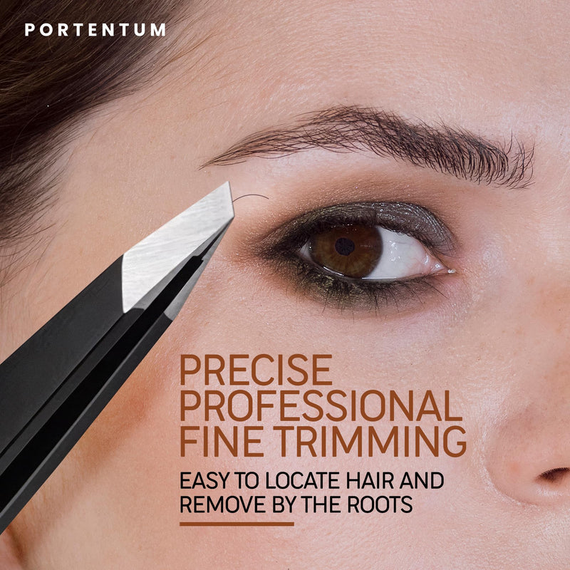[Australia] - PORTENTUM Professional tweezers eyebrow plucking, precision, 4 tweezers set made of stainless steel for removing blackheads, ingrown hairs, eyelashes 