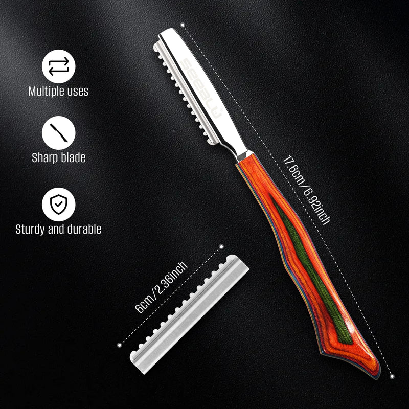 Hair Razors for Cutting, Wood Handle Hair Styling Razors, 10PCS Replaceable Stainless Steel Razor Blades, Professional Thinning Texturizing Razor for Women.