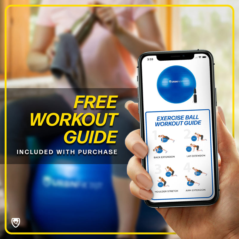 [Australia] - URBNFit Exercise Ball - Yoga Ball in Multiple Sizes for Workout, Pregnancy, Stability - Anti-Burst Swiss Balance Ball w/Quick Pump - Fitness Ball Chair for Office, Home, Gym Black 26 Inch 