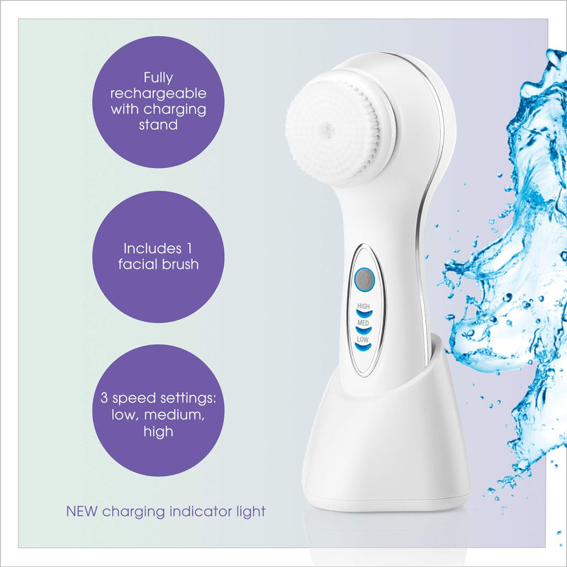 [Australia] - True Glow by Conair Facial Brush - Waterproof + Rechargeable 1 Brush Head Sonic Facial Brush 