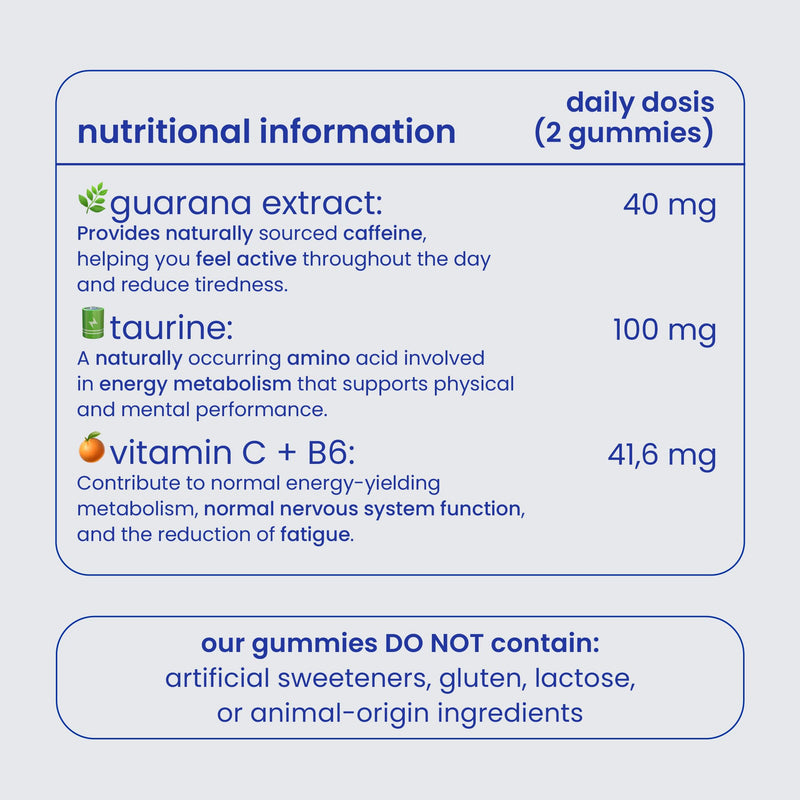 Jelly Pills Sports Caffeine Gummies with Taurine and Guarana - 60 Vegan Gummies - No Added Sugar - Lemon Flavour - Focus & Energy Before Training