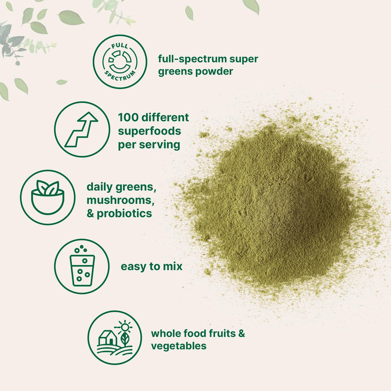 [Australia] - Micro Ingredients Super Greens Powder, 1lb | 100 Superfood Blend with Daily Greens, Fruits, Vegetables, Mushrooms & Probiotics | Source of Vegan Protein & Enzymes | Non-GMO, Gluten-Free, No Additives 