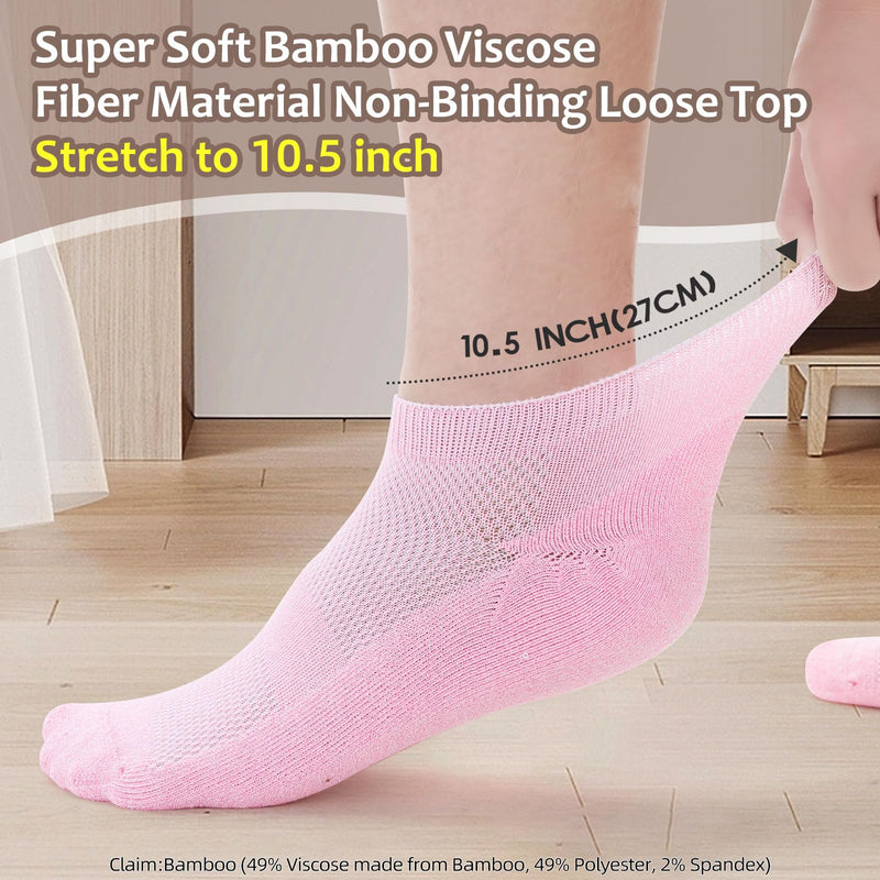 [Australia] - Diabetic Bamboo Socks for Men and Women,5 Pairs Non-Binding Low Cut Diabetic Socks,Loose Socks Size 5-13 White/Turquoise/Skyblue/Purple/Pink Medium 