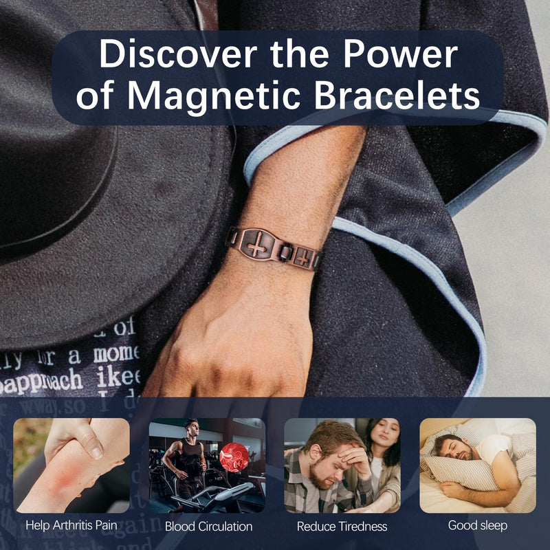 [Australia] - Pure Copper Bracelet for Men, Ultra Strength Magnetic Cross Bracelets for Men, Mens Copper Cross Bracelet, Copper Jewelry Gift with Sizing Tool 