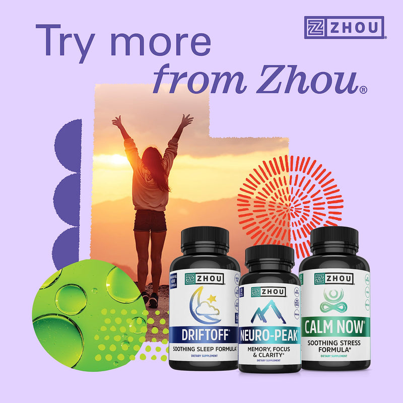 [Australia] - Zhou Nutrition Ashwagandha Capsules, Blend of Rhodiola, Holy Basil, Cordyceps, Reishi & Ashwagandha Supplement, 30 Servings, 60 Capsules 