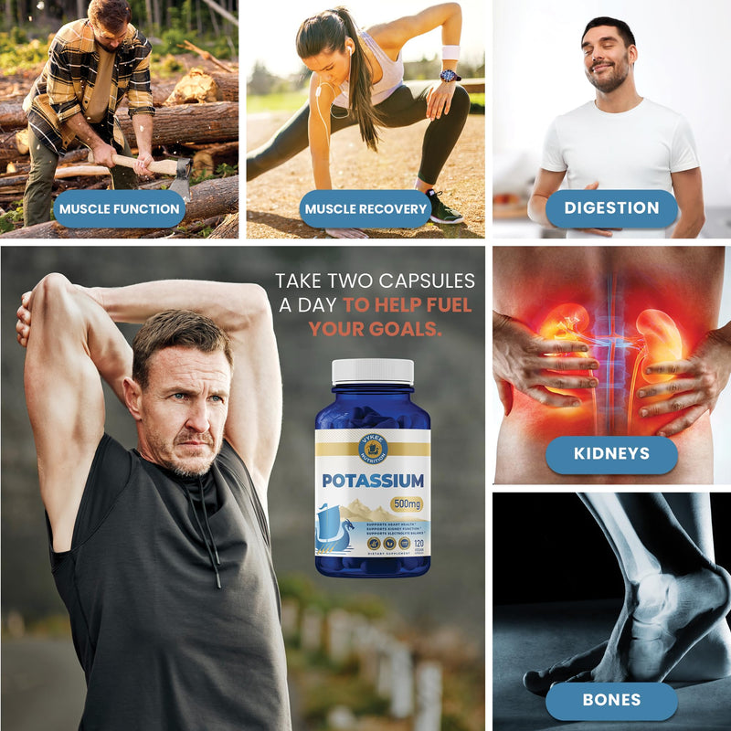 [Australia] - Potassium Citrate Capsules ‚Äì High-Potency 500mg Potassium Per Serving | Supports Muscle Function, Electrolyte Balance & Heart Health | Vegan, Non-GMO| 1 Bottle, 120 Capsules 