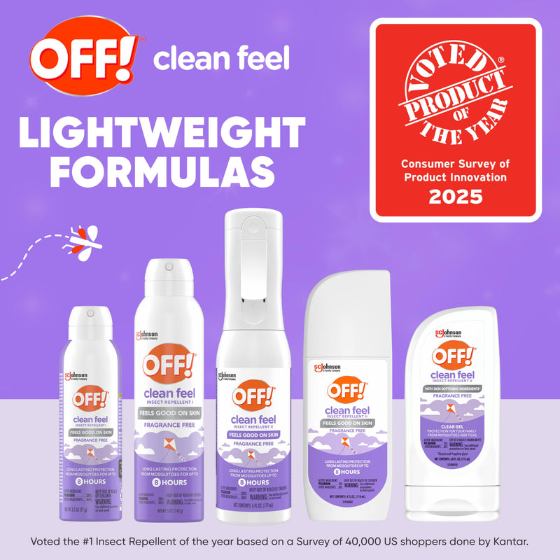 [Australia] - OFF! Clean Feel Insect Repellent Clear Gel with 20% Picaridin, Bug Repellent with Long Lasting Protection from Mosquitoes and Ticks, Hydrating, 3.8 oz 3.8 Fl Oz (Pack of 1) 