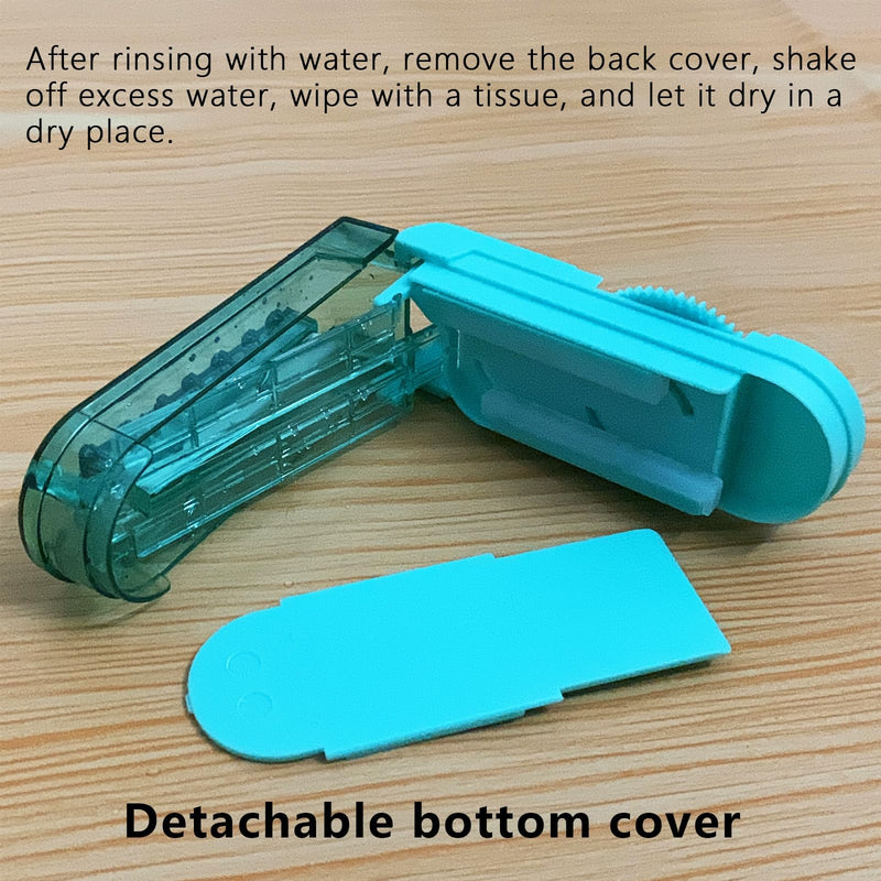 [Australia] - Johnbee Pill Cutter Splitter for Small and Tiny Pills, Larger Pills. Adjustable Pill Splitter Accurately Cuts Multiple Pills at Once. Sharp Blade with Safety Guard. Non-slip Silicone Edge (Lake Blue) Lake Blue 